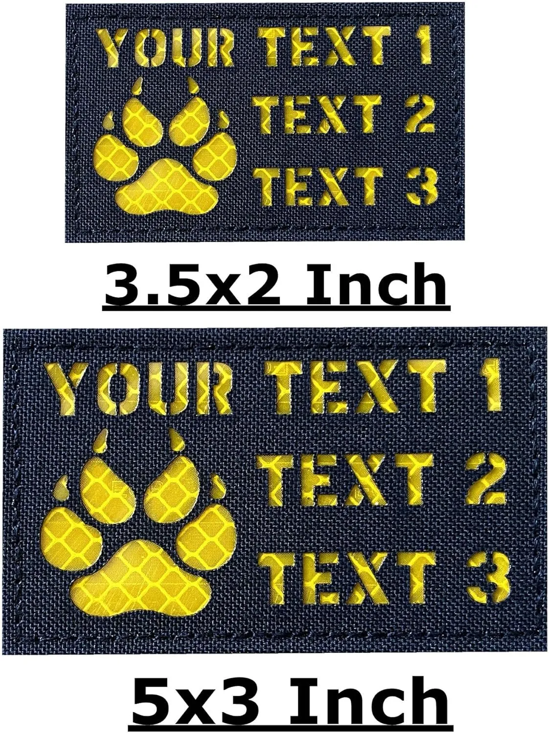Custom 3.5x2 Inch Reflective Paw K-9 Patch Tactical Vest Patch callsign Patch Hook-Fastener Backing (Paw K-9)