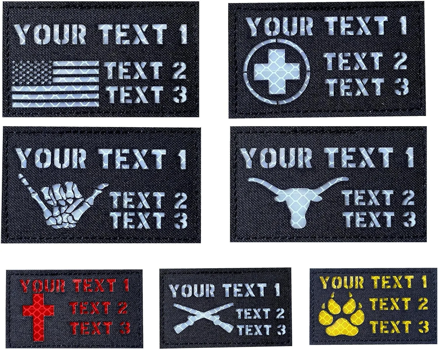 Custom 3.5x2 Inch Reflective Paw K-9 Patch Tactical Vest Patch callsign Patch Hook-Fastener Backing (Paw K-9)