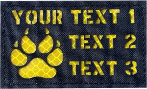 Custom 3.5x2 Inch Reflective Paw K-9 Patch Tactical Vest Patch callsign Patch Hook-Fastener Backing (Paw K-9)