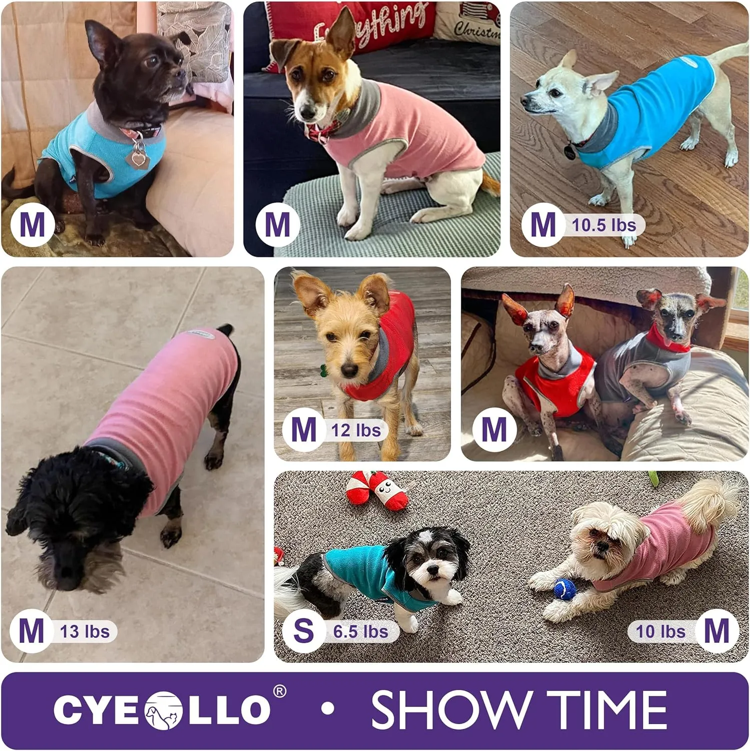 Cyeollo 2 Pack Soft Stretchy Fleece Vest with Reflective Stripe Pullover Sweatshirt Jacket Lightweight Pet Clothes in Cold Weather Sweaters for Small Dogs & Cats Grey & Blue