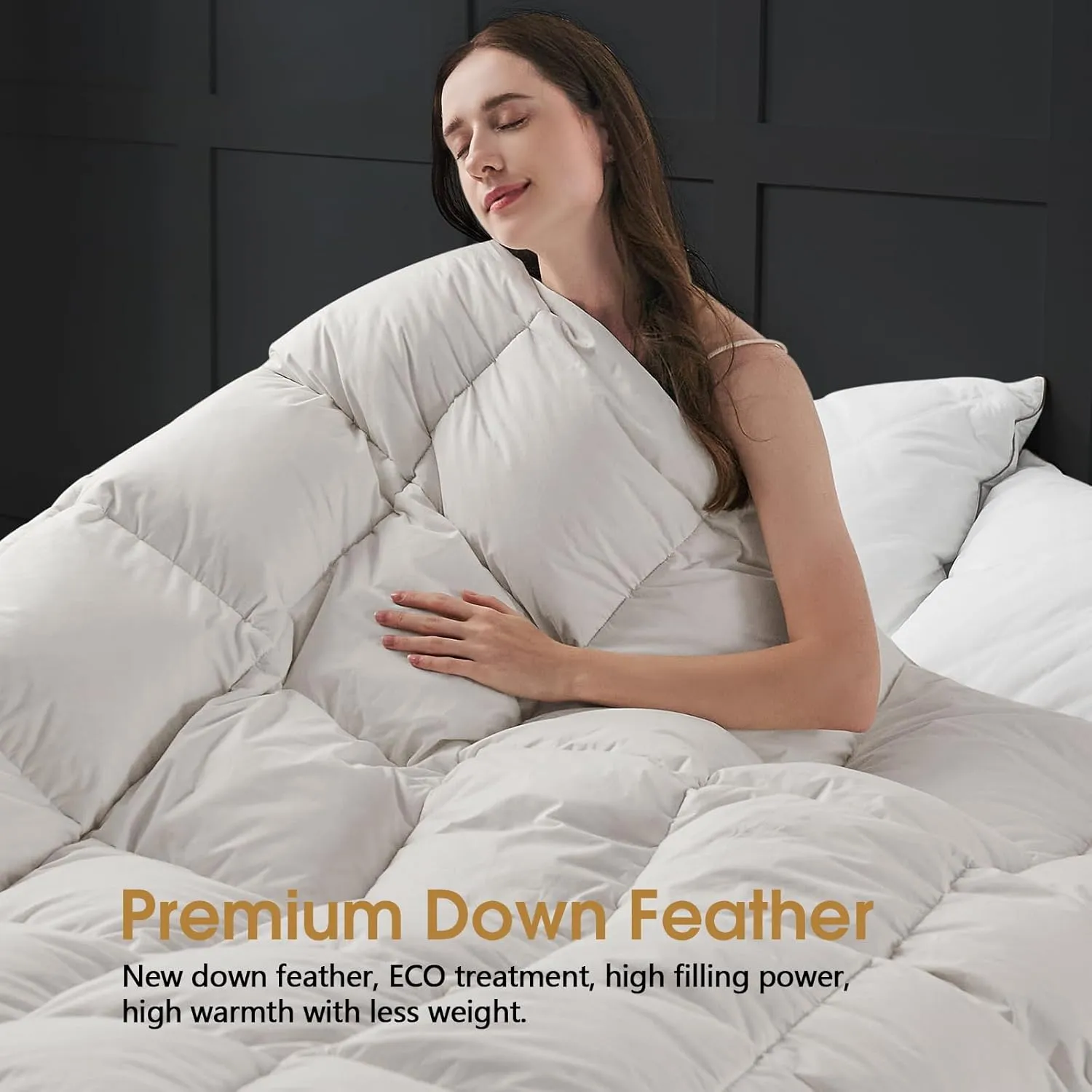 CYMULA Feather Down Comforter Twin Size - All Season Grey Down Duvet Insert, Fluffy Breathable Bedding Camping Warm Quilt,Ultra Soft Quiet and Lightweight with 8 Tabs (68" x 90")