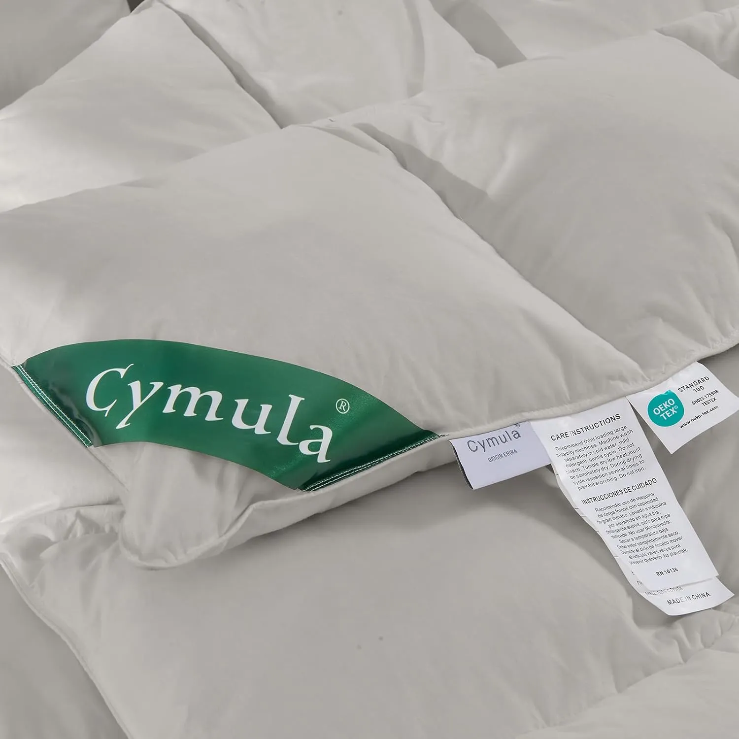 CYMULA Feather Down Comforter Twin Size - All Season Grey Down Duvet Insert, Fluffy Breathable Bedding Camping Warm Quilt,Ultra Soft Quiet and Lightweight with 8 Tabs (68" x 90")