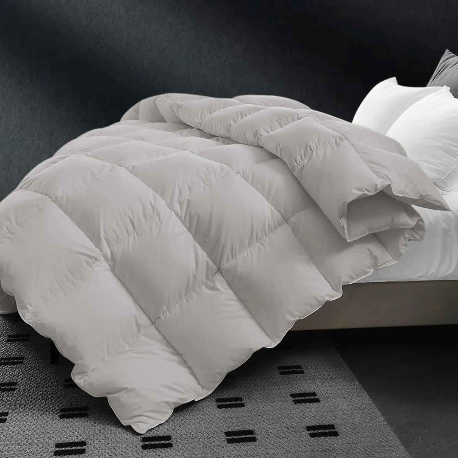 CYMULA Feather Down Comforter Twin Size - All Season Grey Down Duvet Insert, Fluffy Breathable Bedding Camping Warm Quilt,Ultra Soft Quiet and Lightweight with 8 Tabs (68" x 90")