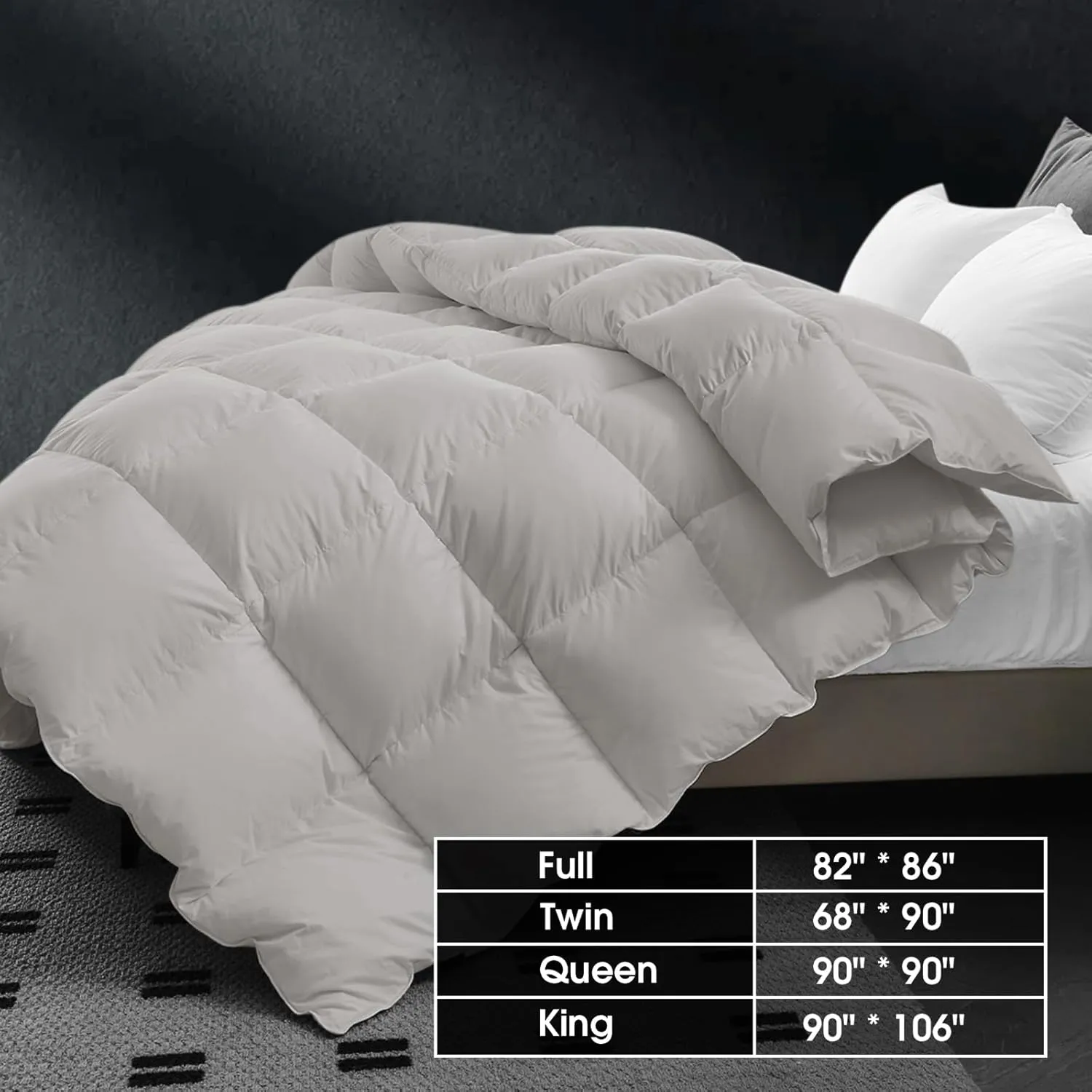 CYMULA Feather Down Comforter Twin Size - All Season Grey Down Duvet Insert, Fluffy Breathable Bedding Camping Warm Quilt,Ultra Soft Quiet and Lightweight with 8 Tabs (68" x 90")
