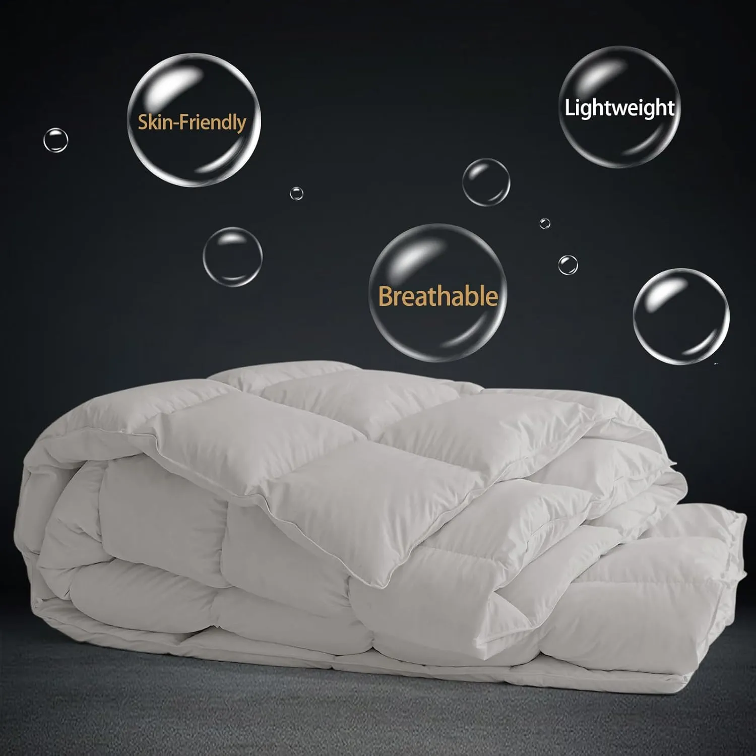 CYMULA Feather Down Comforter Twin Size - All Season Grey Down Duvet Insert, Fluffy Breathable Bedding Camping Warm Quilt,Ultra Soft Quiet and Lightweight with 8 Tabs (68" x 90")