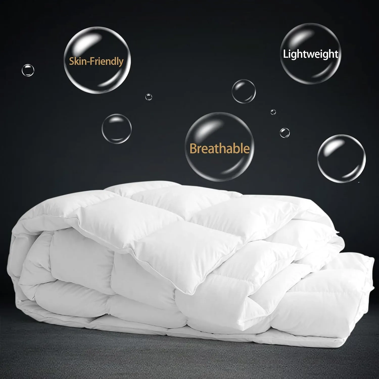 CYMULA Feather Down Comforter Twin Size- All Season White Down Duvet Insert, Fluffy Breathable Bedding Camping Warm Quilt,Ultra Soft Quiet and Lightweight with 8 Tabs (68" x 90")