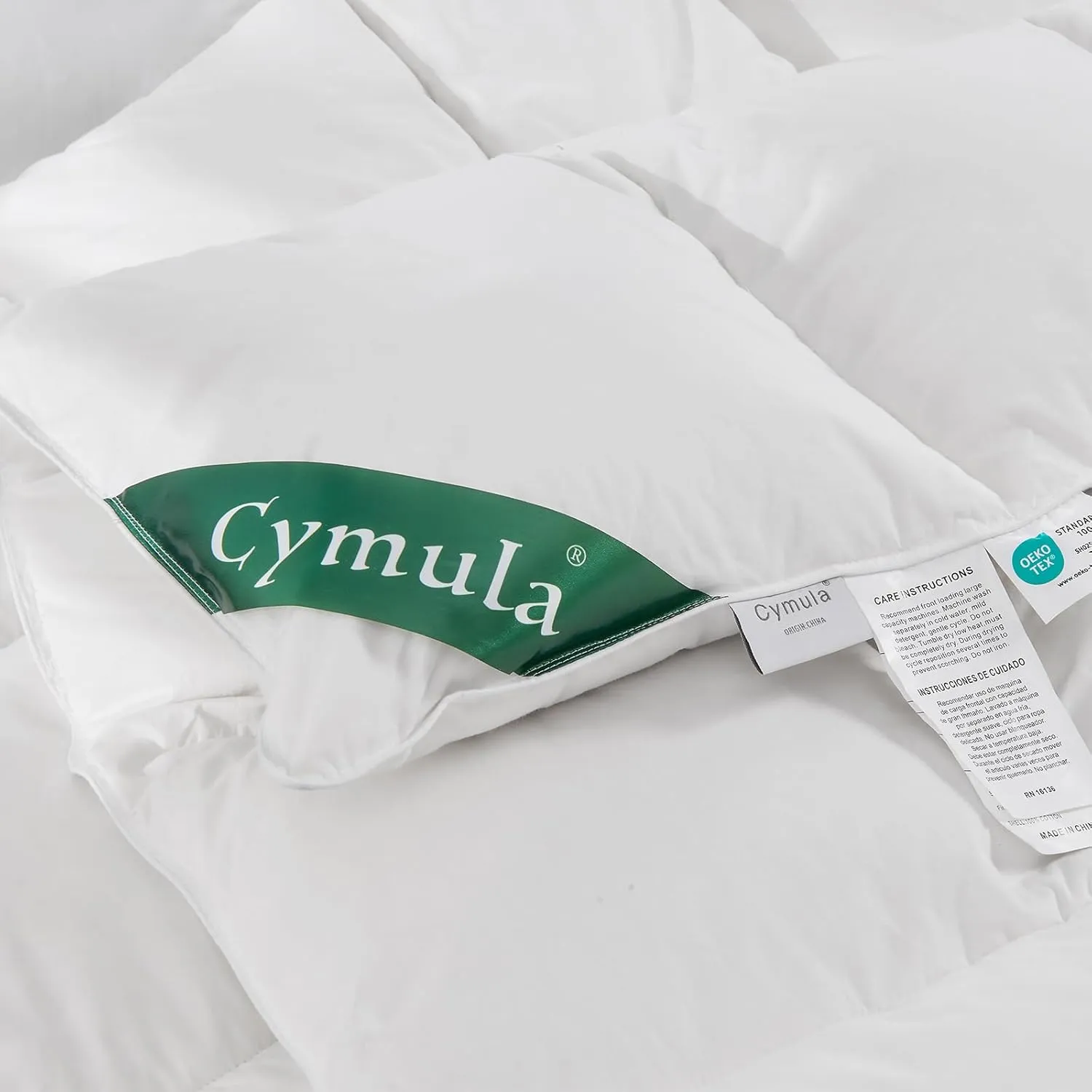 CYMULA Feather Down Comforter Twin Size- All Season White Down Duvet Insert, Fluffy Breathable Bedding Camping Warm Quilt,Ultra Soft Quiet and Lightweight with 8 Tabs (68" x 90")