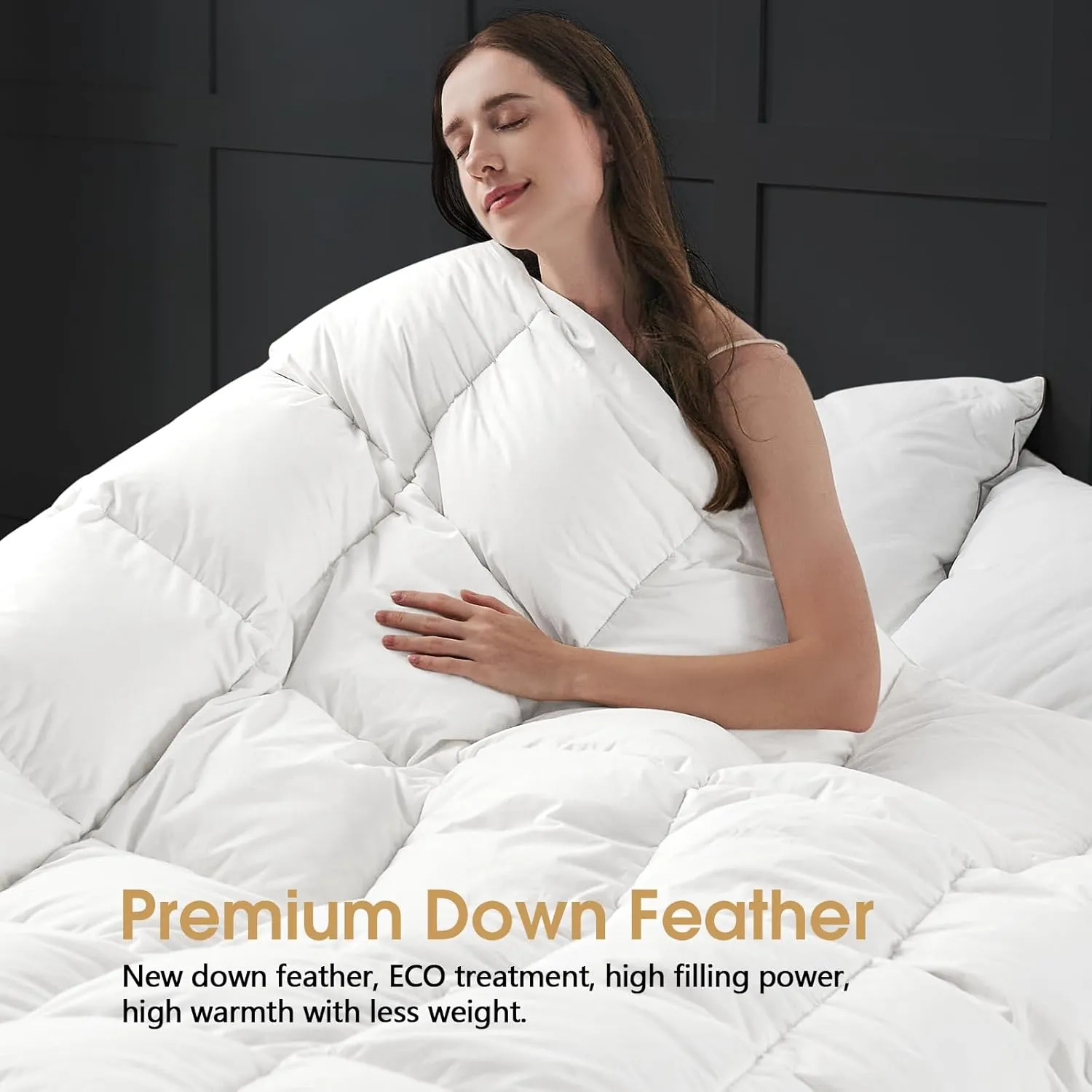CYMULA Feather Down Comforter Twin Size- All Season White Down Duvet Insert, Fluffy Breathable Bedding Camping Warm Quilt,Ultra Soft Quiet and Lightweight with 8 Tabs (68" x 90")