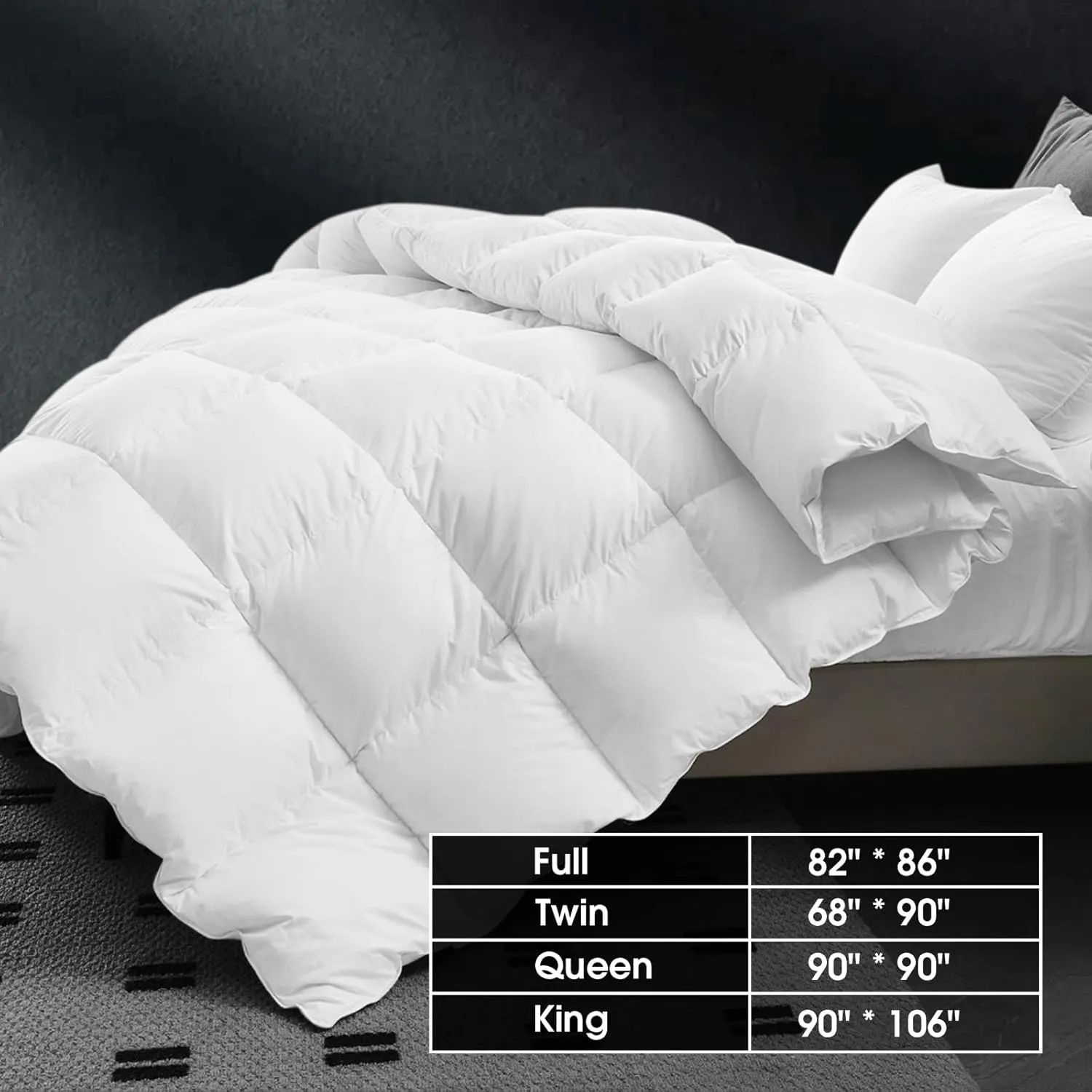 CYMULA Feather Down Comforter Twin Size- All Season White Down Duvet Insert, Fluffy Breathable Bedding Camping Warm Quilt,Ultra Soft Quiet and Lightweight with 8 Tabs (68" x 90")