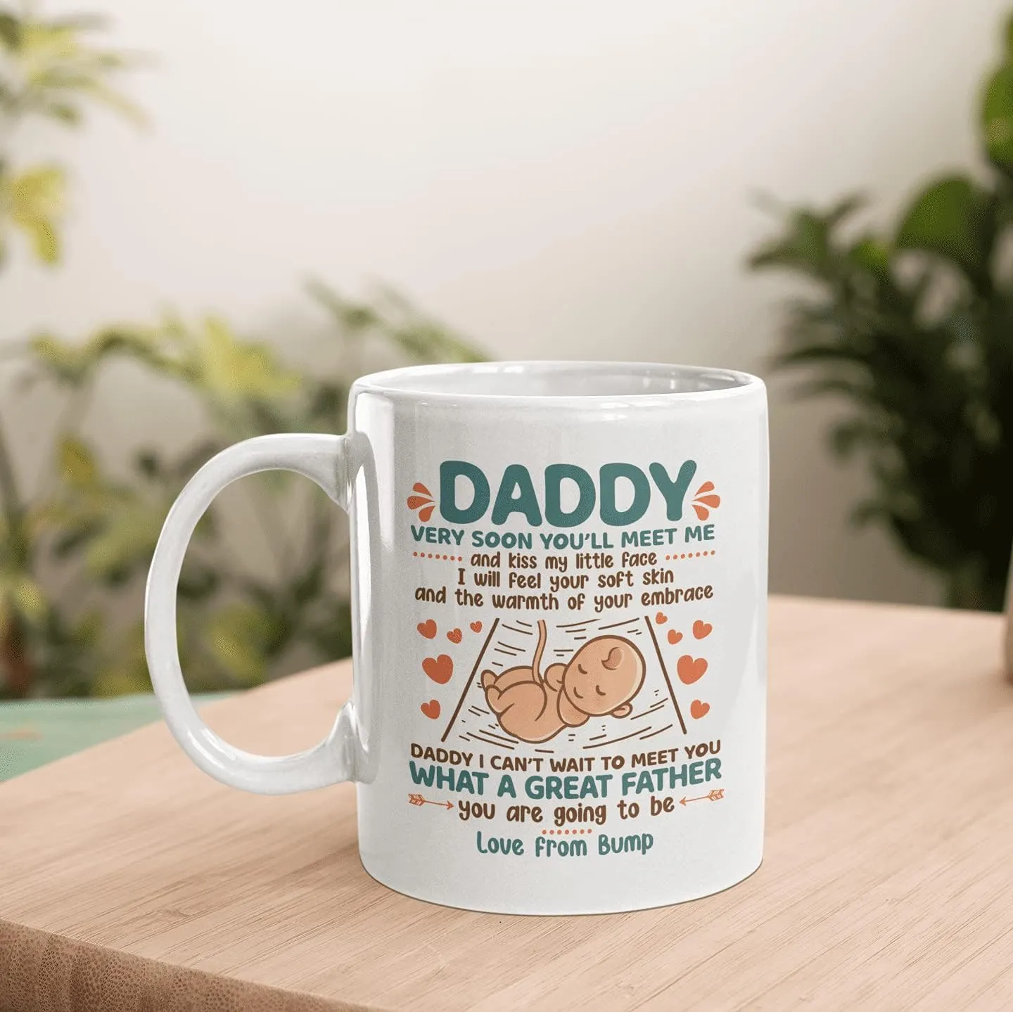 Daddy Very Soon You'll Meet Me and Kiss My Little Face Coffee Mug - New Dad Gift from Baby Bump, One Size, 11 oz. White Mug/White