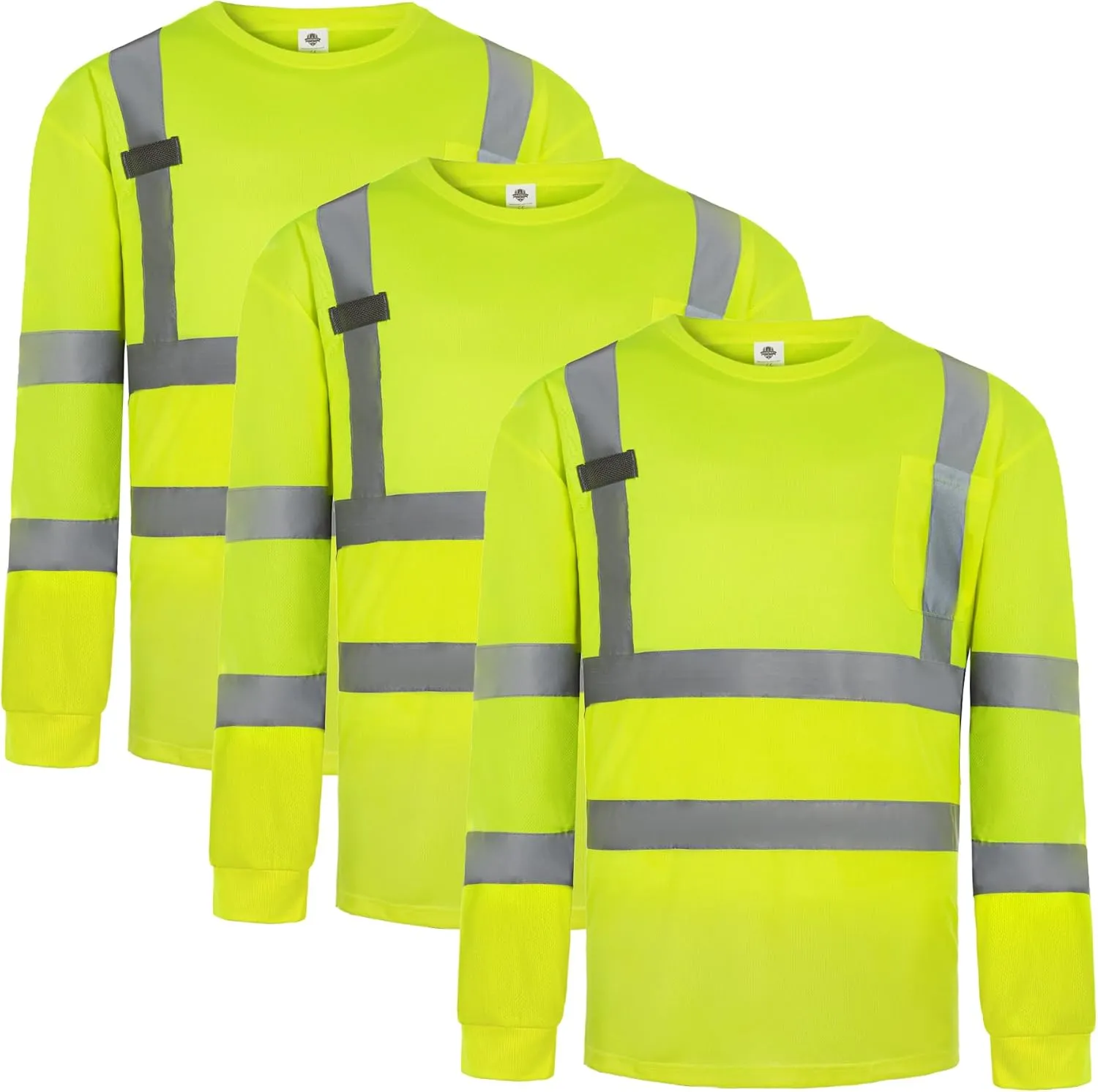 Dazonity Hi Vis T Shirt 3pcs, High Visibility Shirts for Men Women Work Safety Shirts with Reflective Strips and Pocket