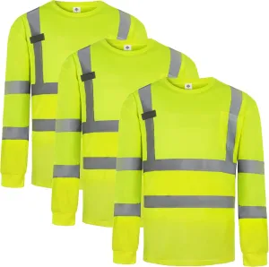 Dazonity Hi Vis T Shirt 3pcs, High Visibility Shirts for Men Women Work Safety Shirts with Reflective Strips and Pocket