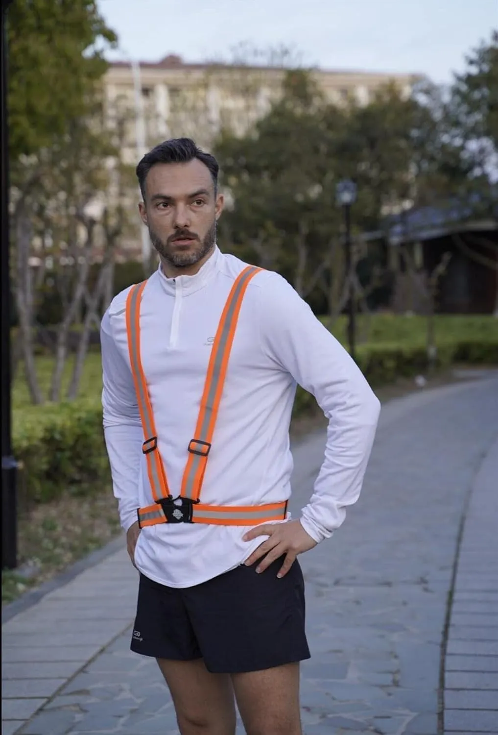 Dazonity High Visibility Safety Vest,10 Packs,Lightweight,Adjustable & Elastic Vest,Hi Vis Reflective Strips, Fit for Men & Women, Construction,Cycling, Runnning, Surveyor, (Orange)