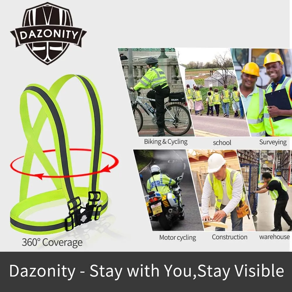 Dazonity High Visibility Safety Vest,10 Packs,Lightweight,Adjustable & Elastic Vest,Hi Vis Reflective Strips, Fit for Men & Women, Construction,Cycling, Runnning, Surveyor, (Orange)
