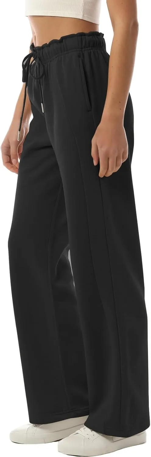 Design by Olivia Women's Sweatpants Baggy Wide Fleece Lined Straight Leg Pants Athletic Jogger