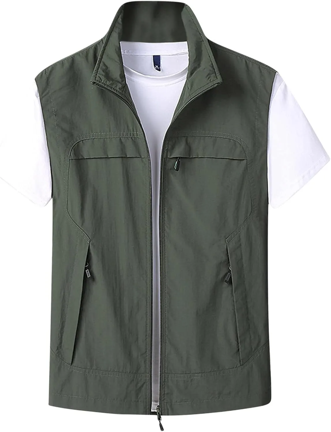 Dgoopd Lightweight Hiking Vest for Men Quick Dry Utility Travel Fishing Summer Jacket Vests with Zipper Pockets