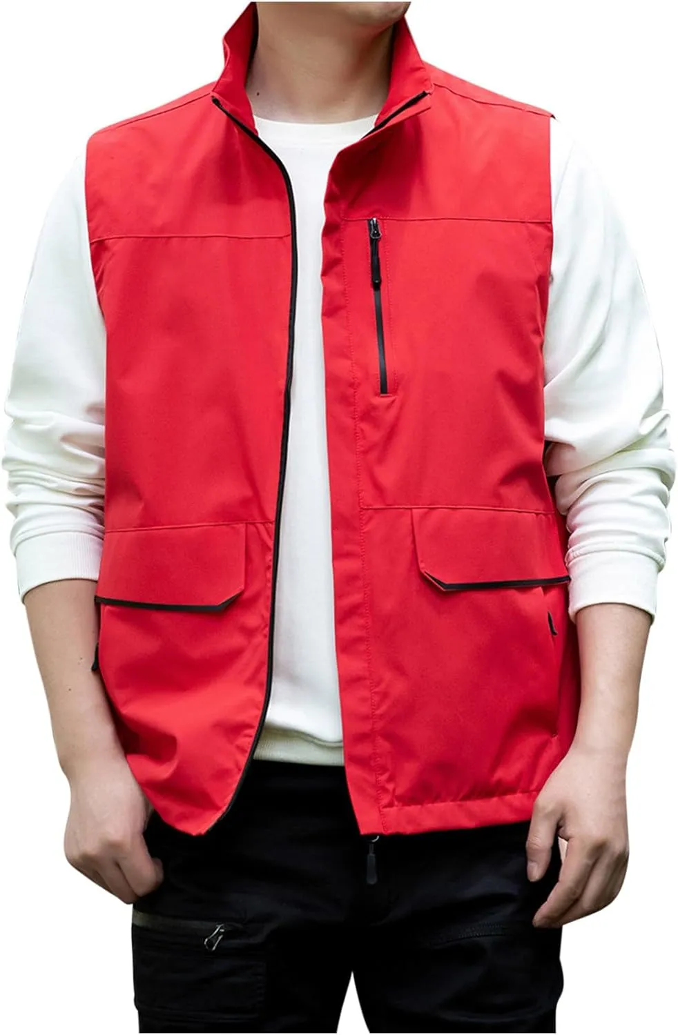 Dgoopd Mesh Utility Vest for Men Sleeveless Lightweight Quick Dry Outdoor Summer Fishing Jacket Vests with Multi Pockets