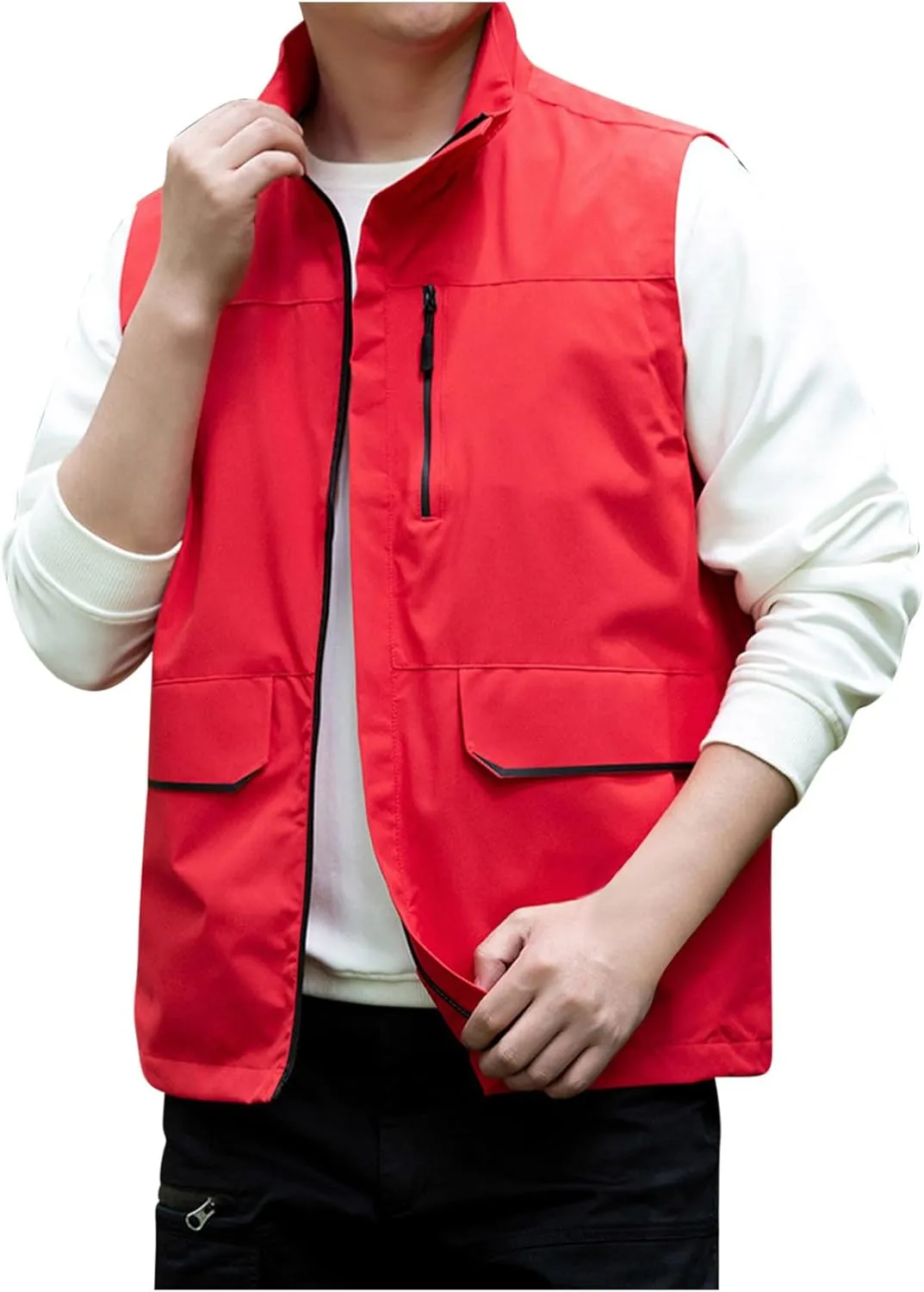 Dgoopd Mesh Utility Vest for Men Sleeveless Lightweight Quick Dry Outdoor Summer Fishing Jacket Vests with Multi Pockets