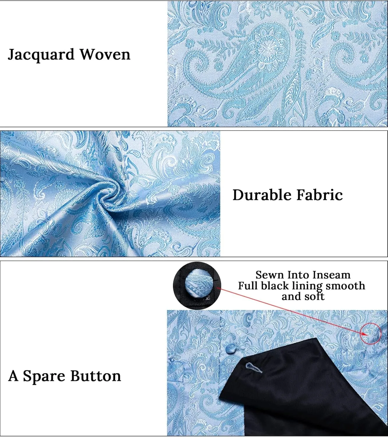 DiBanGu Mens Paisley Suit Waistcoat,Silk Dress Vest and Bowtie Pocket Square Cufflinks with Lapel Pin Set for Wedding Tuxedo