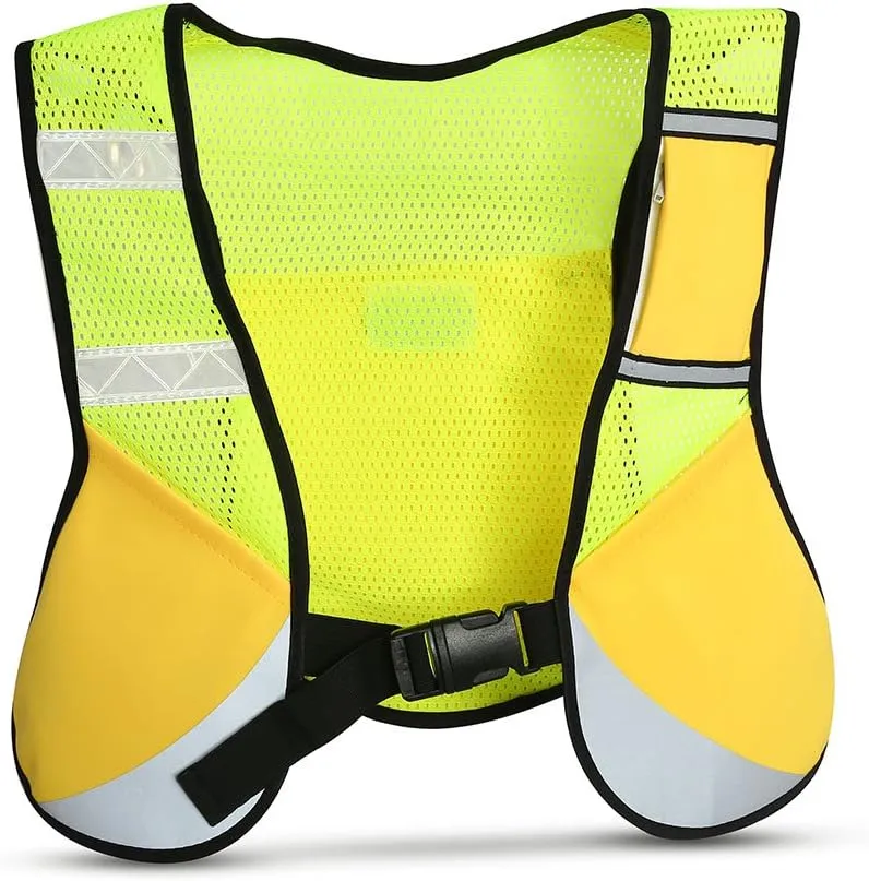 Dilwe Night Reflective Vest,Multi-function Night Sporting Cycling Running Vest Hiking Marathon Jacket(Yellow)
