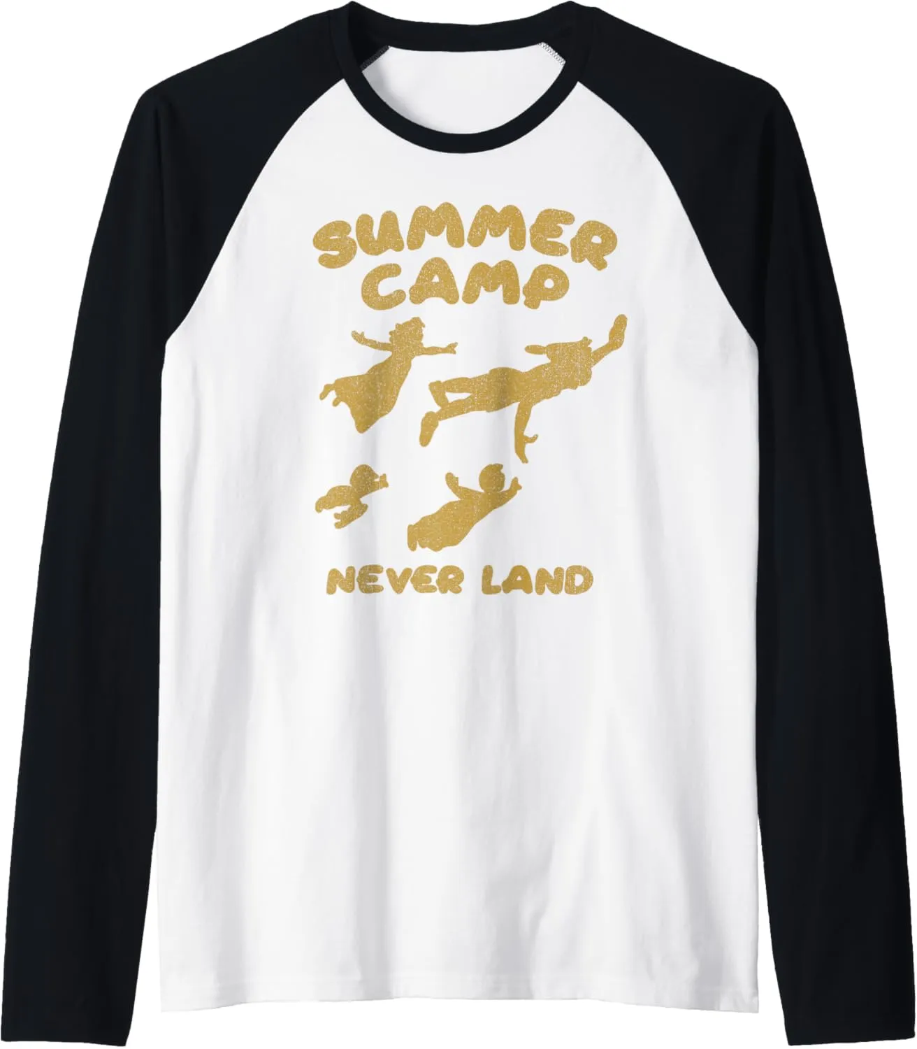 Disney Peter Pan Summer Camp Never Land Silhouettes Raglan Baseball Tee