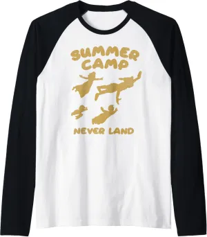 Disney Peter Pan Summer Camp Never Land Silhouettes Raglan Baseball Tee