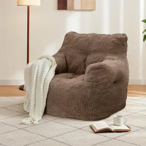 DKLGG Bean Bag Chair with Filler, Tufted Bean Bag Sofa, Fluffy Sherpa and Lazy Couch, Comfy Cozy BeanBag Chairs with Memory Foam for Living Room, Bedroom, Apartment (Brown)
