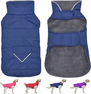 Dog Coat - Waterproof Winter Jacket with Pocket, Reflective Adjustable Snow Vest, Warm Cozy Fleece Sweater for Small to Extra Large Dogs - Blue, XS