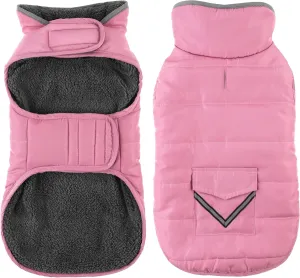 Dog Coat - Waterproof Winter Jacket with Pocket, Reflective Adjustable Snow Vest, Warm Cozy Fleece Sweater for Small to Extra Large Dogs - Light Pink, XS