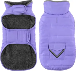 Dog Coat - Waterproof Winter Jacket with Pocket, Reflective Adjustable Snow Vest, Warm Cozy Fleece Sweater for Small to Extra Large Dogs - Light Purple, XS