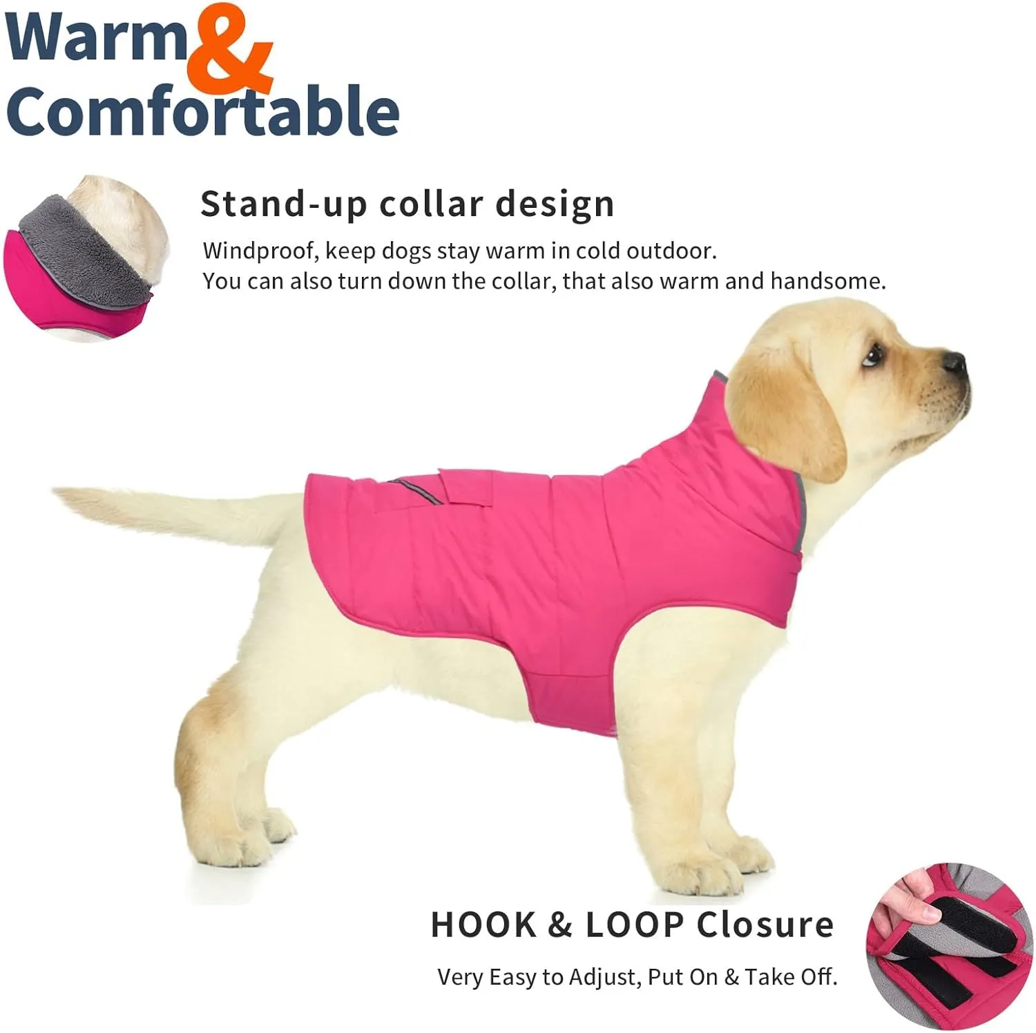 Dog Coat - Waterproof Winter Jacket with Pocket, Reflective Adjustable Snow Vest, Warm Cozy Fleece Sweater for Small to Extra Large Dogs - Pink, XS