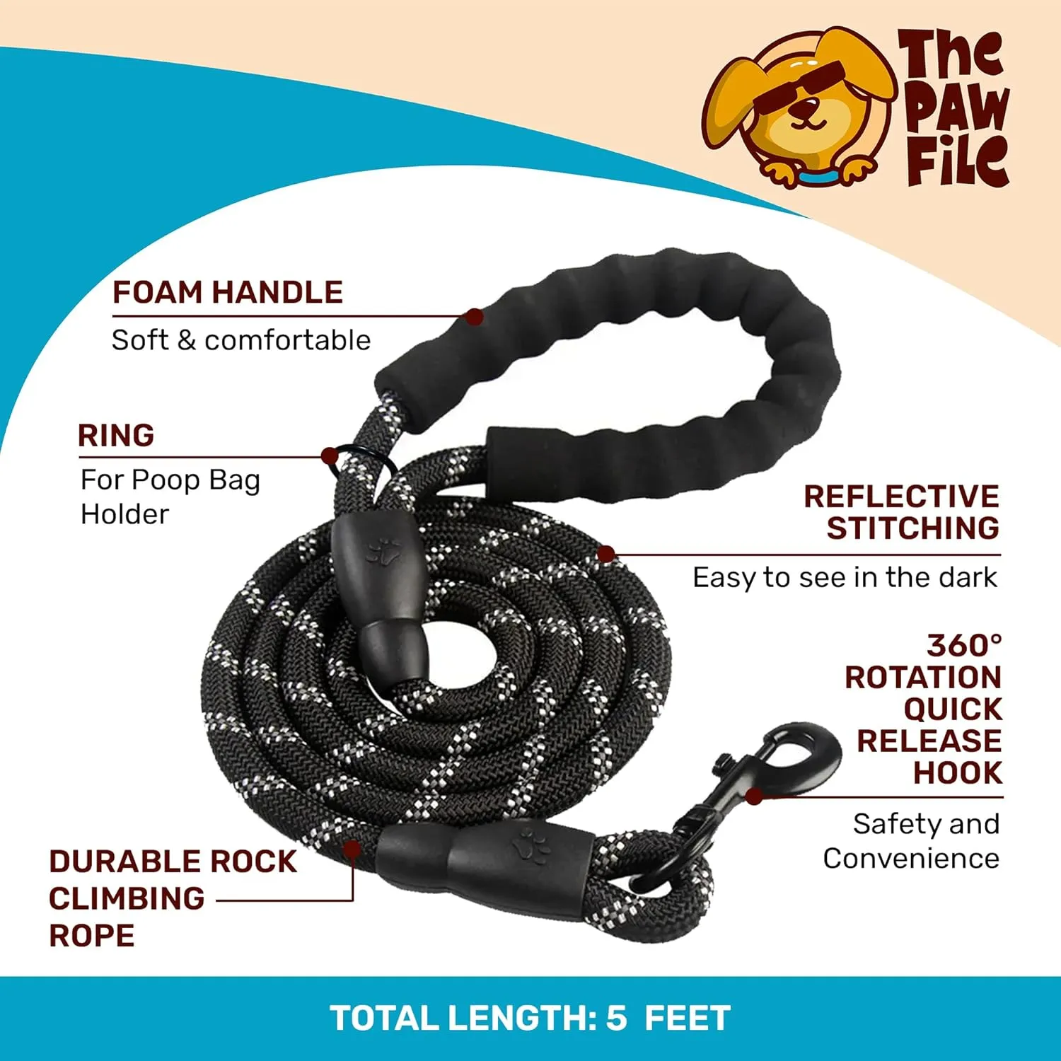 Dog Harness and Leash Set - No Pull Vest & Reflective Leash with Foam Handle, Adjustable Oxford Halter, for Walking & Training - Includes 150 Poop Bags & Bone-Shaped Dispenser - Black, M