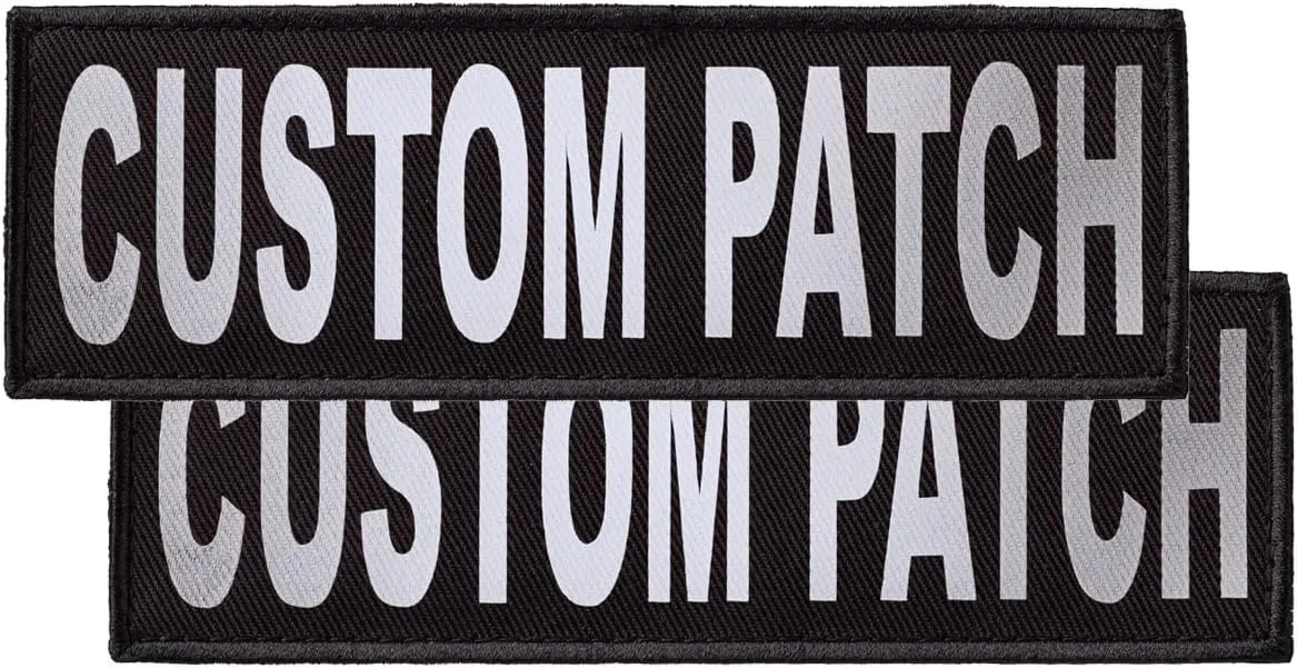 Dogline Custom Reflective Patch for Vest Harness Or Collar Customizable Text Personalized Patches with Hook Backing Name Service Dog in Training Emotional Support 2 Patches - 4" x 11"
