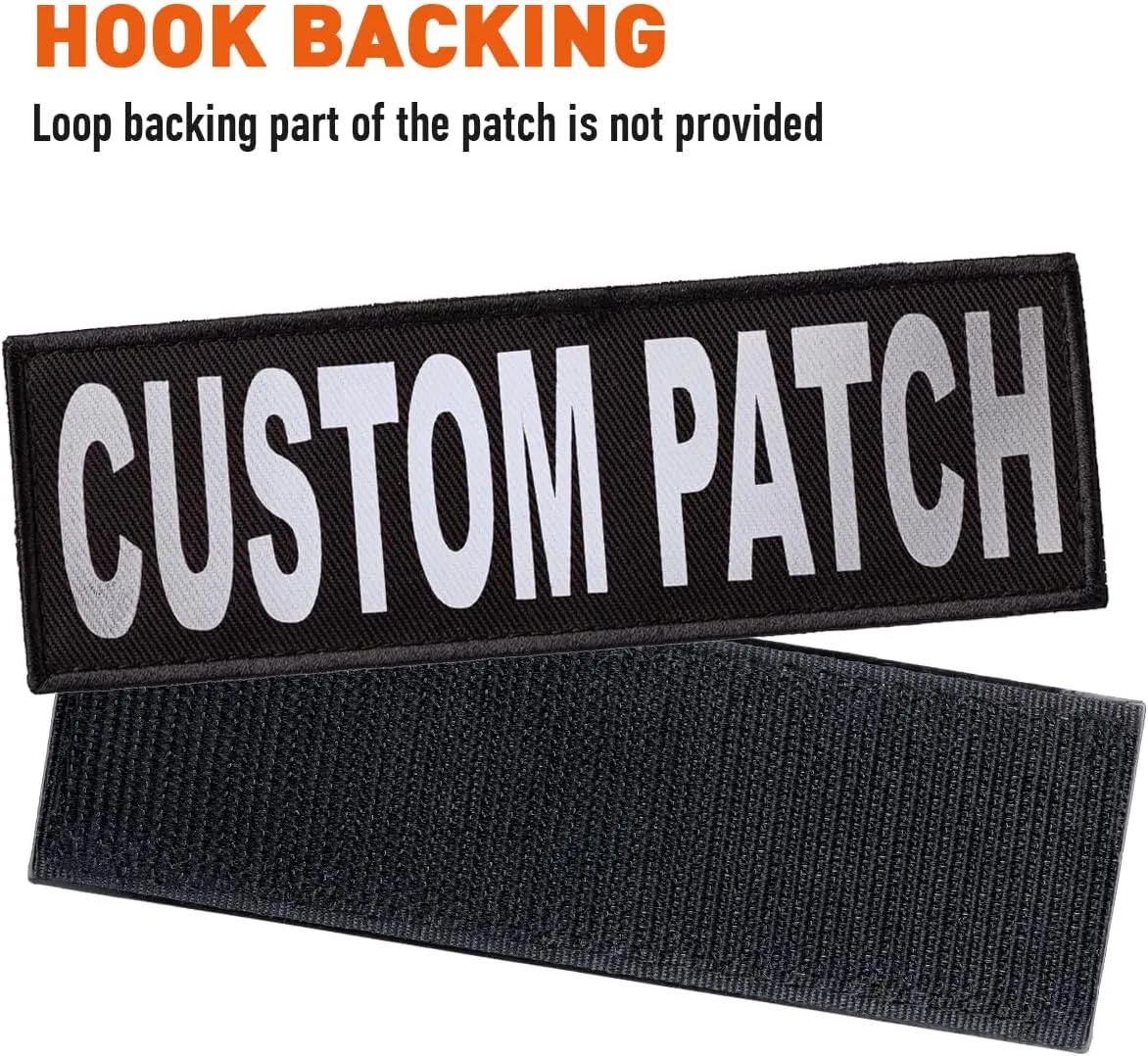 Dogline Custom Reflective Patch for Vest Harness Or Collar Customizable Text Personalized Patches with Hook Backing Name Service Dog in Training Emotional Support 2 Patches - 4" x 11"