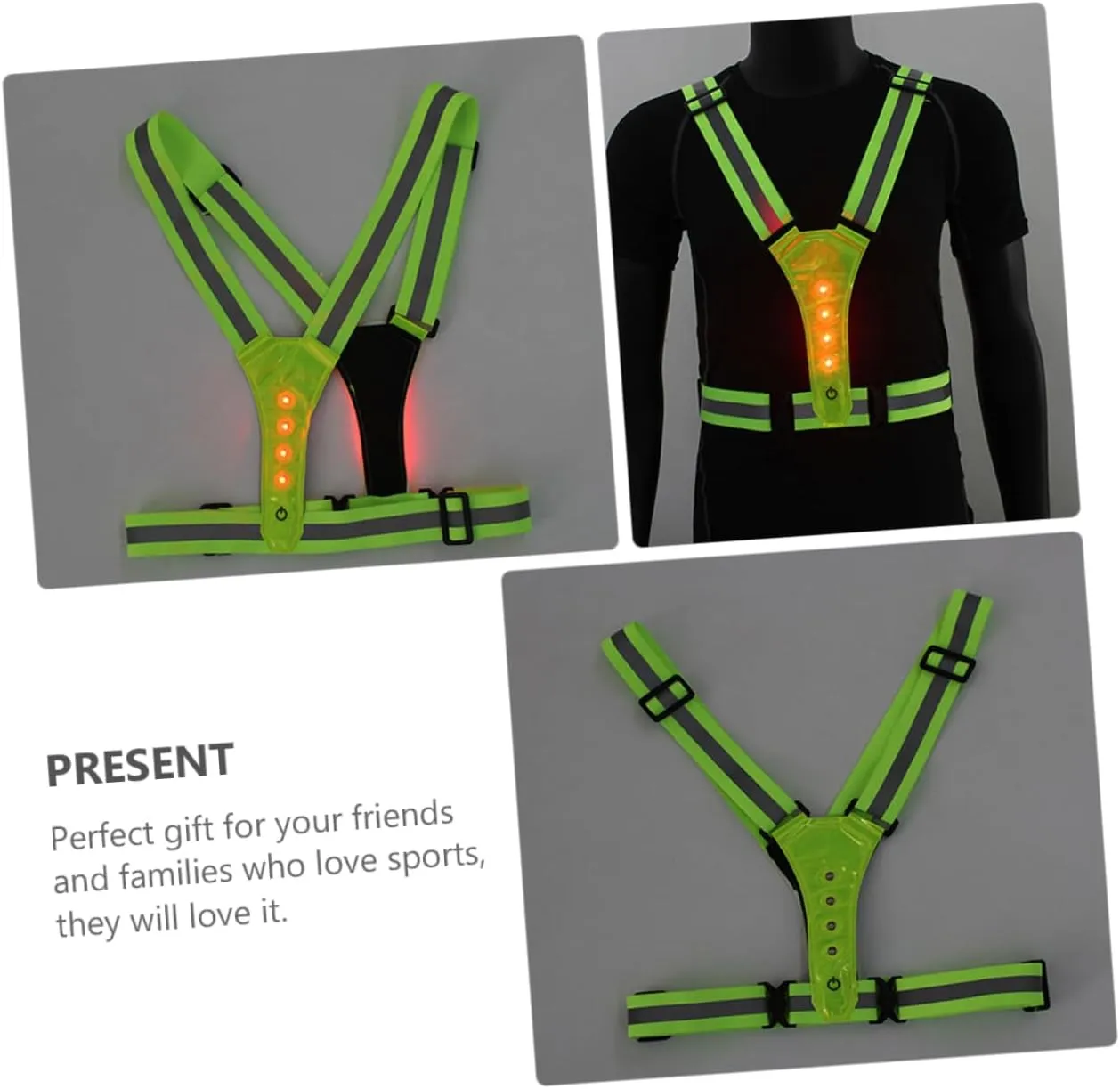 DOITOOL 2pcs LED Luminous Vest Reflective Vests Reflective Vest Running Gear Adjustable Reflective Vest Coat