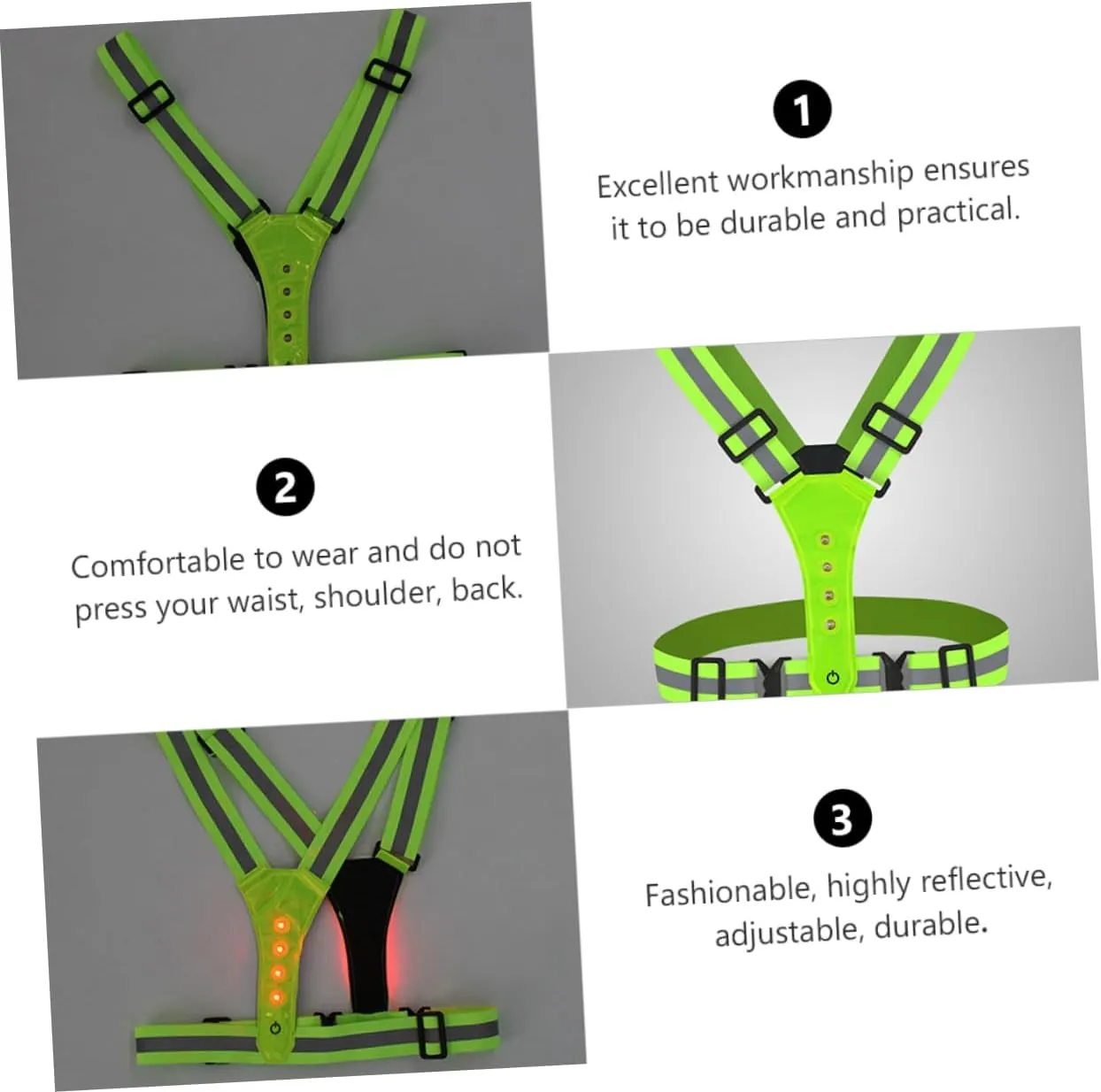DOITOOL 2pcs LED Luminous Vest Reflective Vests Reflective Vest Running Gear Adjustable Reflective Vest Coat
