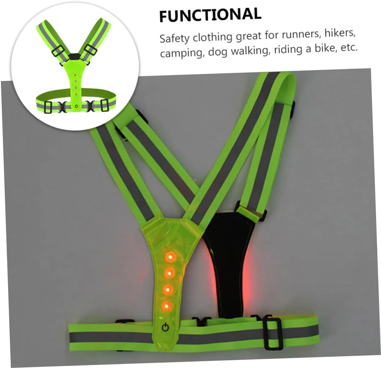 DOITOOL 2pcs LED Luminous Vest Reflective Vests Reflective Vest Running Gear Adjustable Reflective Vest Coat