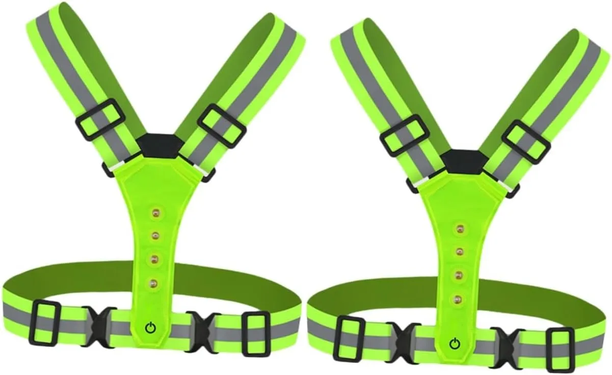 DOITOOL 2pcs LED Luminous Vest Reflective Vests Reflective Vest Running Gear Adjustable Reflective Vest Coat