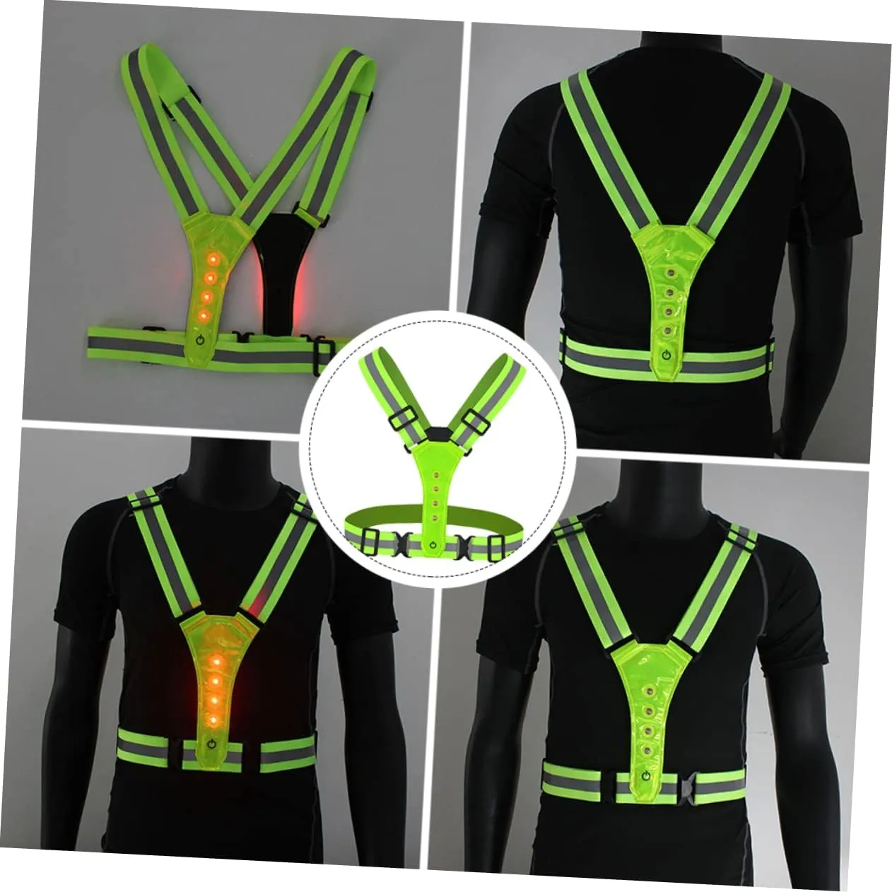 DOITOOL 2pcs LED Luminous Vest Reflective Vests Reflective Vest Running Gear Adjustable Reflective Vest Coat