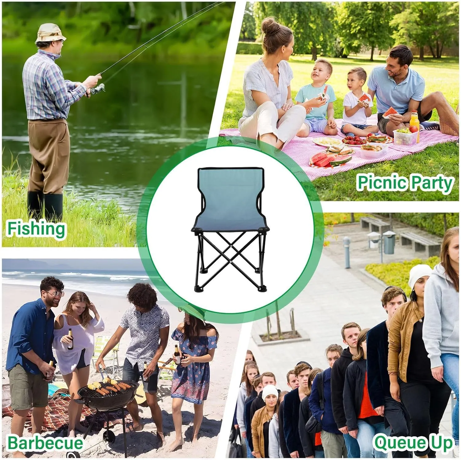 DOMIKING Blue Gradient Kids' Portable Camping Chairs for Outdoor Beach Chair with Carry Bag Folding Chair for Travel Hiking Camping