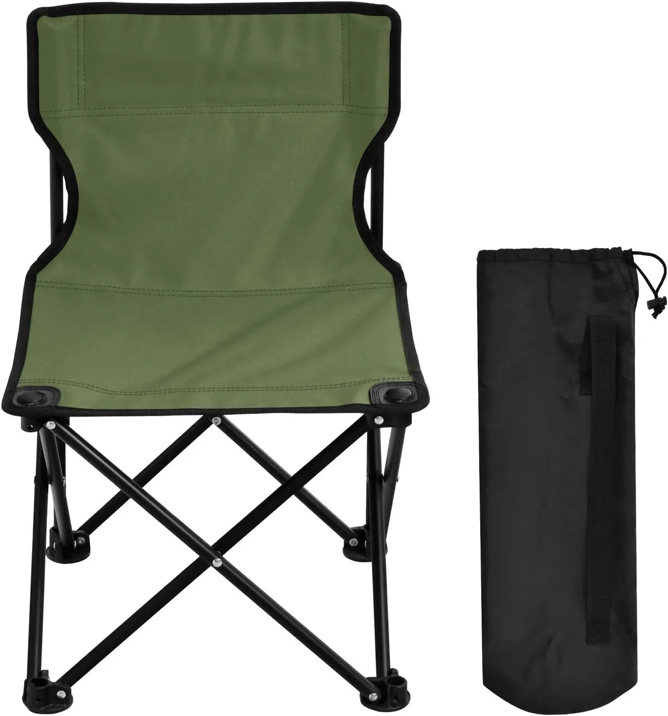 DOMIKING Dark Green Kids' Portable Camping Chairs for Outdoor Beach Chairs with Carry Bag Folding Chair for Hiking Travel Camping