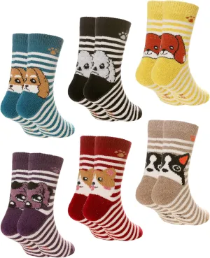 DoSmart Children's Winter Warm Wool Solid Color Socks Kids Boy Girls Hiking Thermal Boot Crew Socks 6 Pairs
