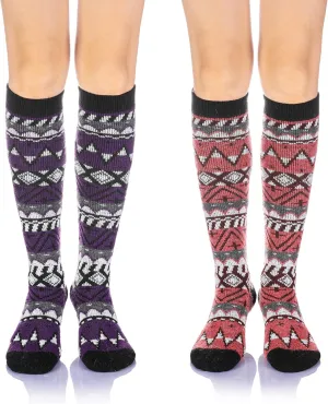 DoSmart Womens Winter Warm Knee High Socks Ladies Wool Cozy Thick Hiking Skiing Comfy Thermal Boot Long Socks 2 Pairs