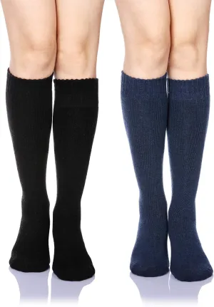 DoSmart Womens Winter Warm Knee High Socks Ladies Wool Cozy Thick Hiking Skiing Comfy Thermal Boot Long Socks 2 Pairs