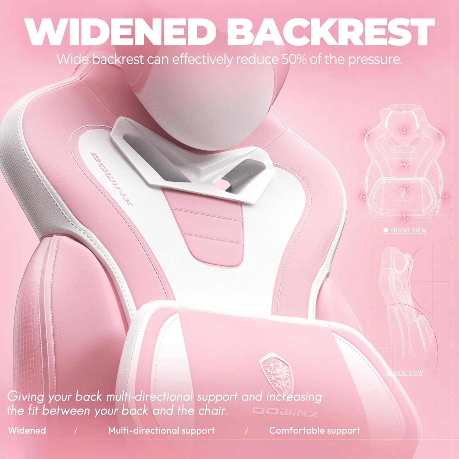 Dowinx Gaming Chair with Footrest,Big and Tall Game Chair for Heavy People, Gamer Chair with Massage Lumbar Support,Ergonomic Computer Gaming Chair for 200lbs (Pink)