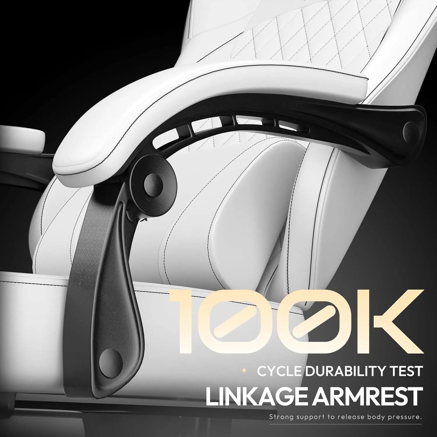 Dowinx Gaming Chair with Pocket Spring Cushion, Ergonomic Computer Chair with Massage Lumbar and Footrest for Adults, High Back Game Chair Leather for Office Gaming 300LBS, All White
