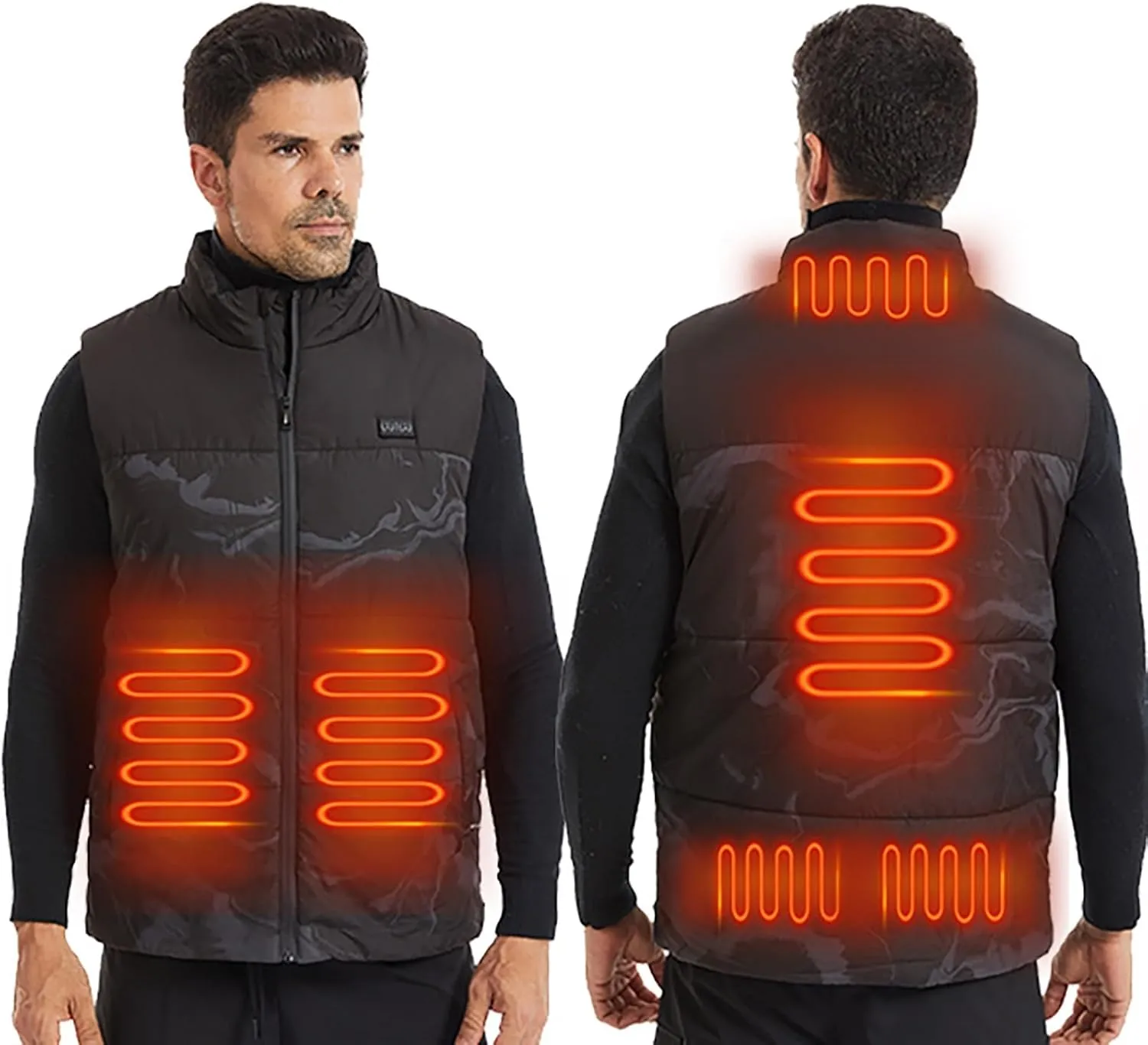 Down Vest Men with Pocket Cardigan Collar High Men's Zip Vest Men's Coats Jackets Fleece Jacket Men Mens Vest Black