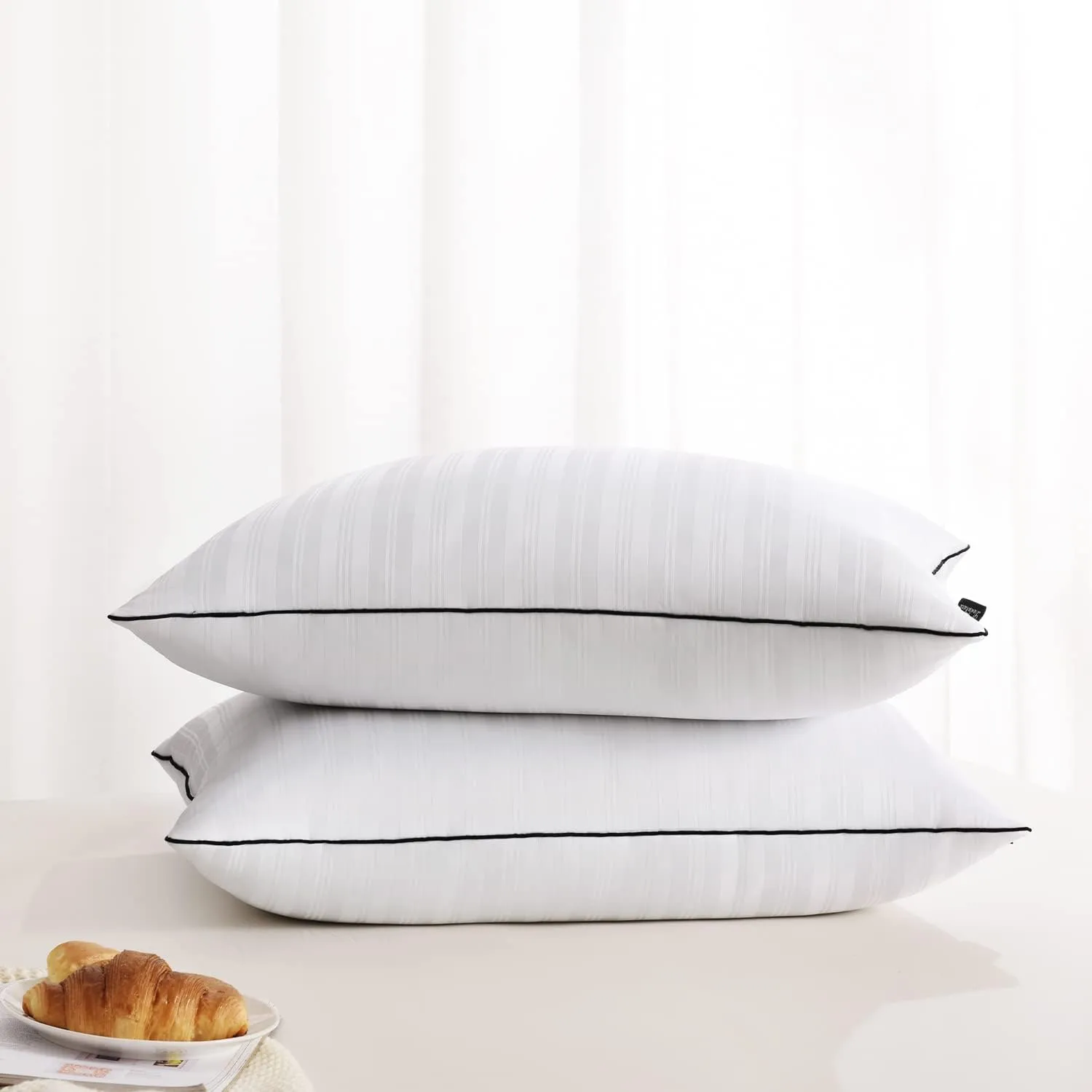 downluxe Bed Pillows Queen Size Set of 2 - Hotel Collection Soft Down Alternative Pillows for Sleeping, Perfect for Side, Back and Stomach Sleepers, 20 X 28