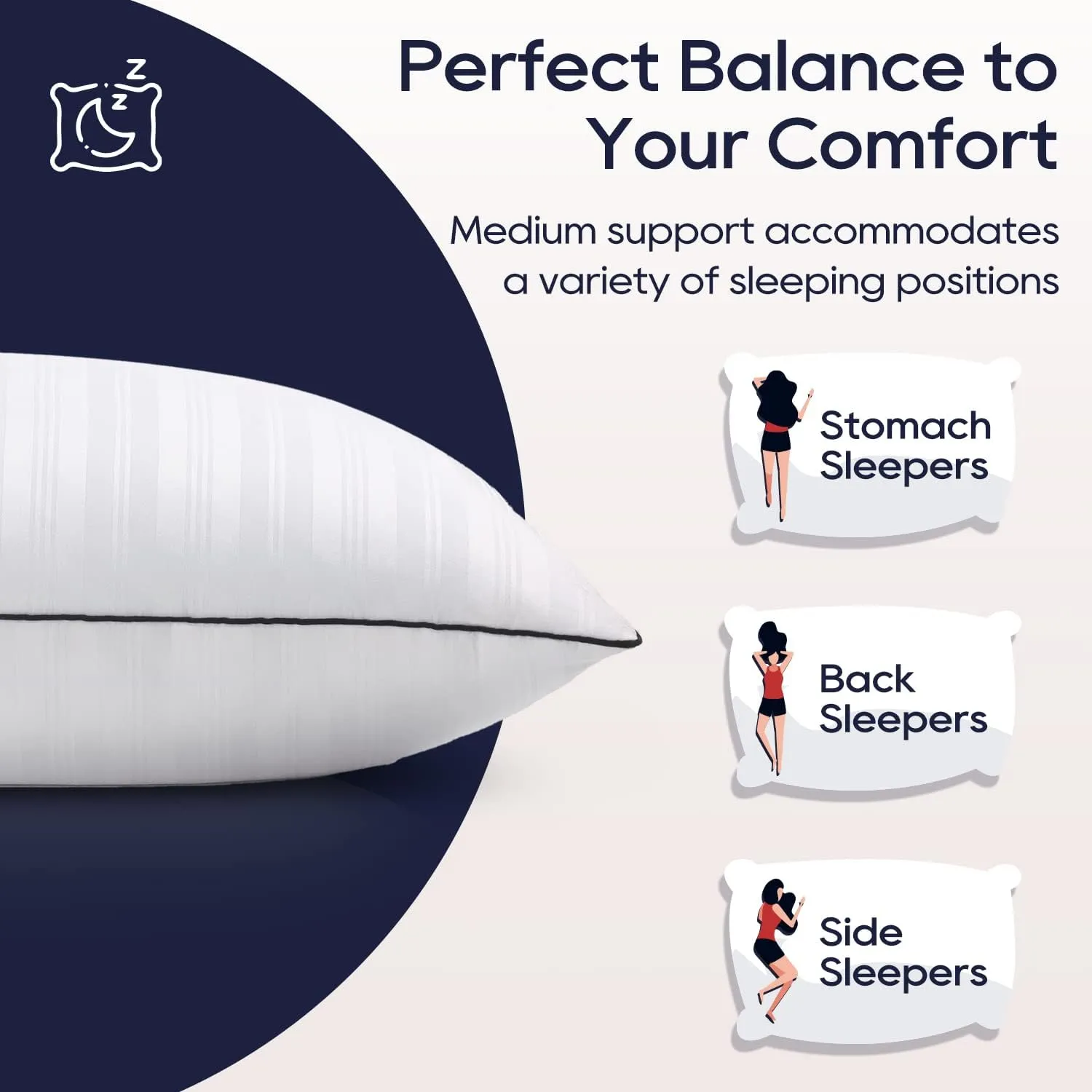 downluxe Bed Pillows Queen Size Set of 2 - Hotel Collection Soft Down Alternative Pillows for Sleeping, Perfect for Side, Back and Stomach Sleepers, 20 X 28