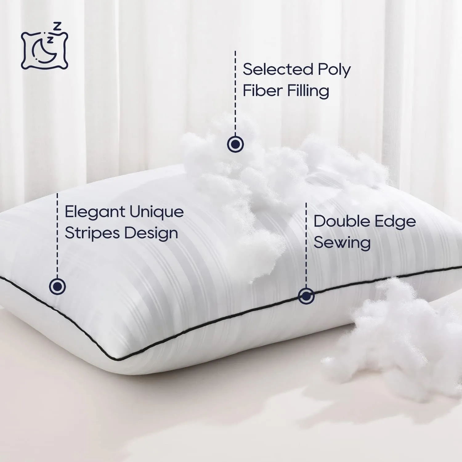 downluxe Bed Pillows Queen Size Set of 2 - Hotel Collection Soft Down Alternative Pillows for Sleeping, Perfect for Side, Back and Stomach Sleepers, 20 X 28